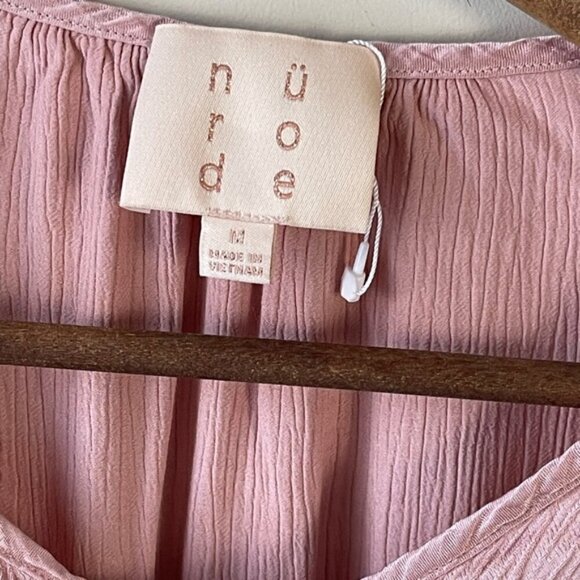 Anthropologie Nurode Tie-Neck long sleeve Bodysuit - Fall Pink size medium - Picture 6 of 12